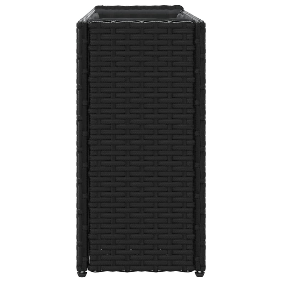 Plantenbakken met 2 potten 2 st 90x20x40 cm poly rattan zwart
