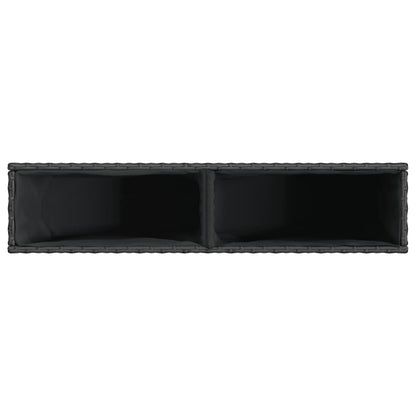 Plantenbakken met 2 potten 2 st 90x20x40 cm poly rattan zwart