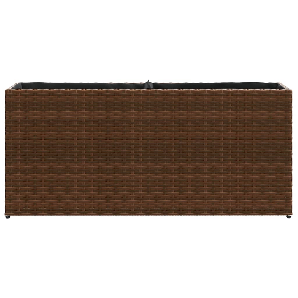 Plantenbakken met 2 potten 2 st 90x20x40 cm poly rattan bruin