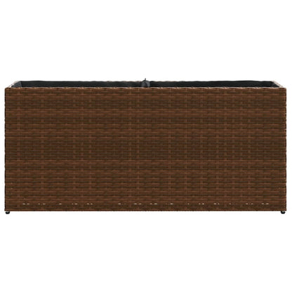 Plantenbakken met 2 potten 2 st 90x20x40 cm poly rattan bruin