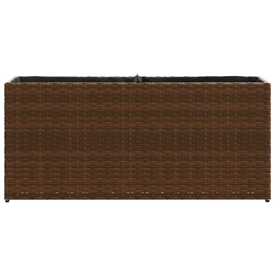 Plantenbakken met 2 potten 2 st 90x20x40 cm poly rattan bruin