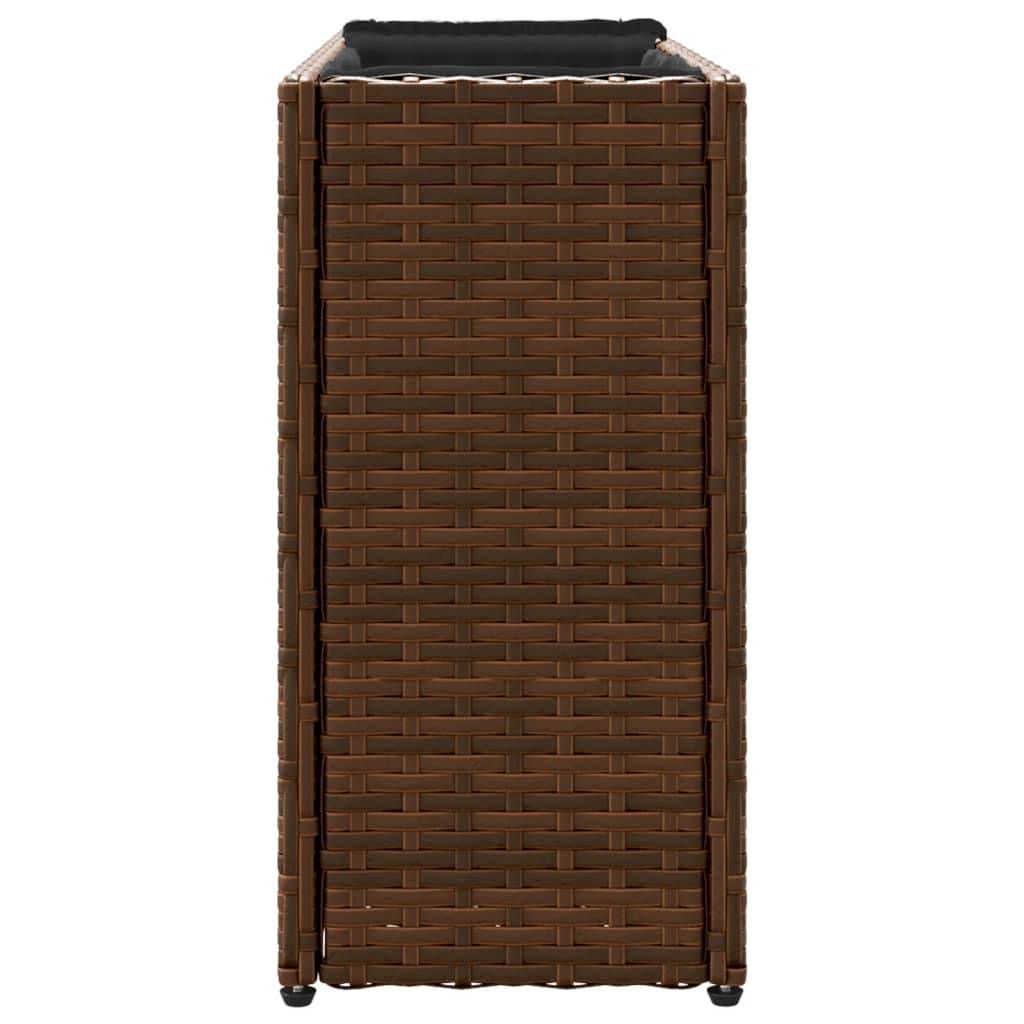 Plantenbakken met 2 potten 2 st 90x20x40 cm poly rattan bruin