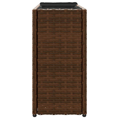 Plantenbakken met 2 potten 2 st 90x20x40 cm poly rattan bruin