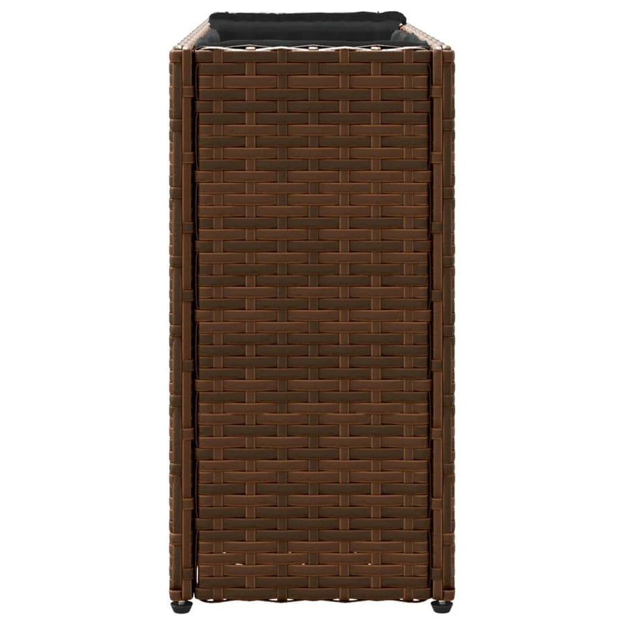 Plantenbakken met 2 potten 2 st 90x20x40 cm poly rattan bruin