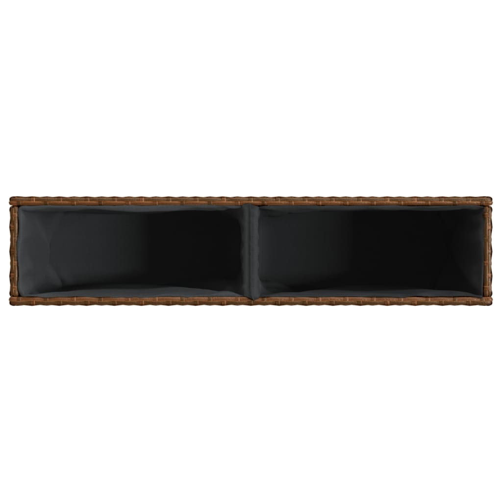 Plantenbakken met 2 potten 2 st 90x20x40 cm poly rattan bruin