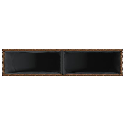 Plantenbakken met 2 potten 2 st 90x20x40 cm poly rattan bruin