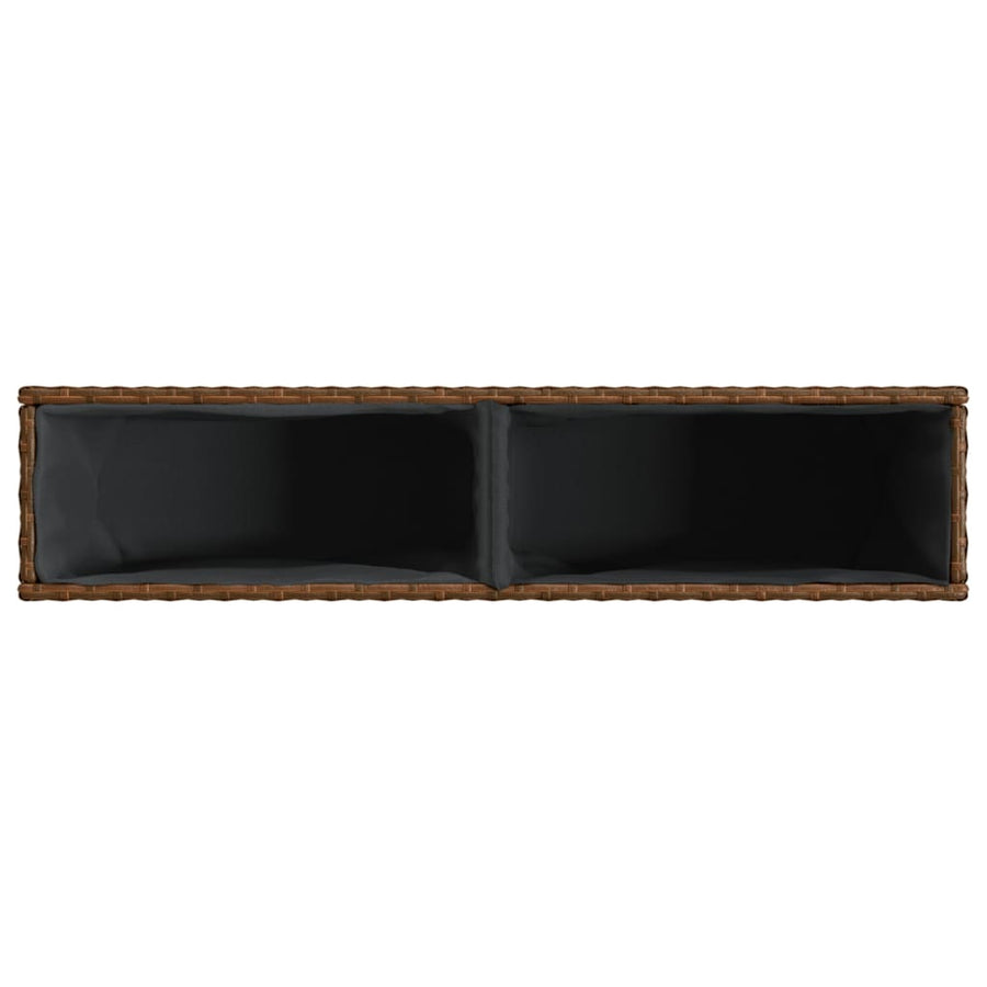 Plantenbakken met 2 potten 2 st 90x20x40 cm poly rattan bruin