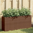 Planters with 2 Pots 2 pcs 90x20x40 cm Poly Rattan Brown