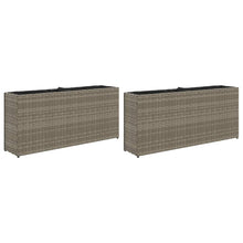 Plantenbakken met 2 potten 2 st 90x20x40 cm poly rattan grijs