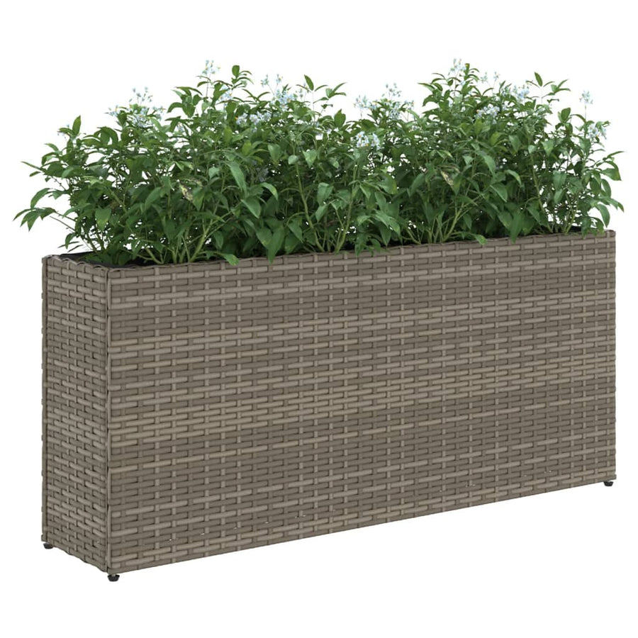 Plantenbakken met 2 potten 2 st 90x20x40 cm poly rattan grijs