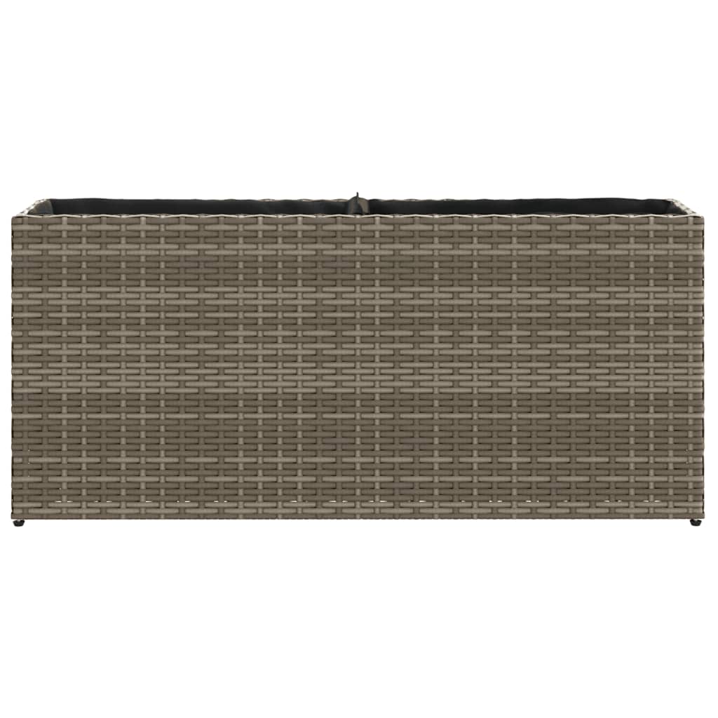 Plantenbakken met 2 potten 2 st 90x20x40 cm poly rattan grijs