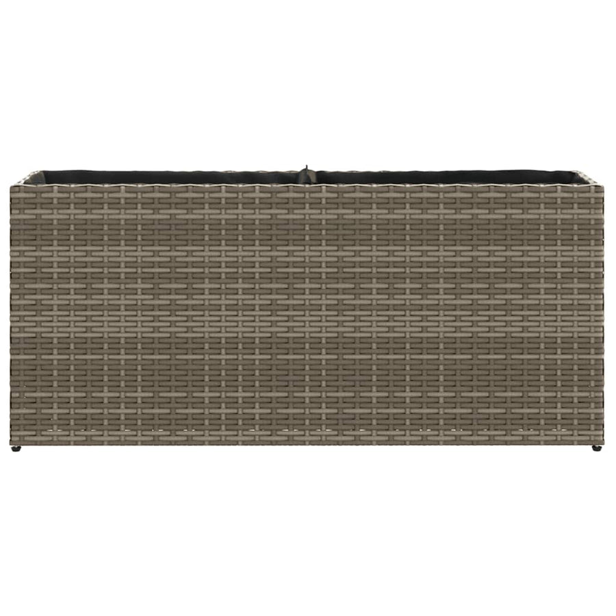 Plantenbakken met 2 potten 2 st 90x20x40 cm poly rattan grijs
