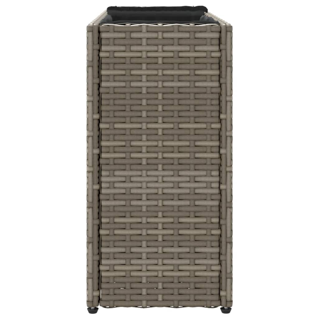 Plantenbakken met 2 potten 2 st 90x20x40 cm poly rattan grijs