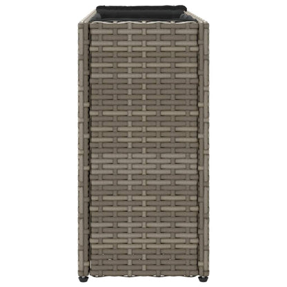 Plantenbakken met 2 potten 2 st 90x20x40 cm poly rattan grijs