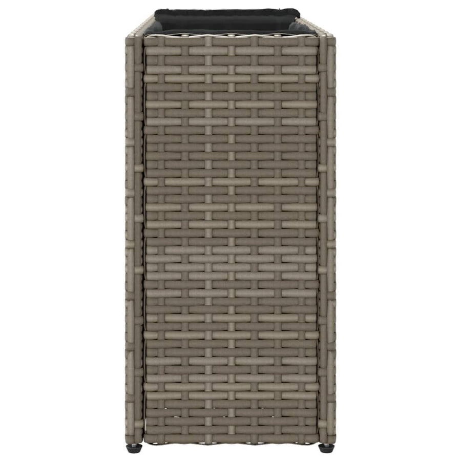 Plantenbakken met 2 potten 2 st 90x20x40 cm poly rattan grijs