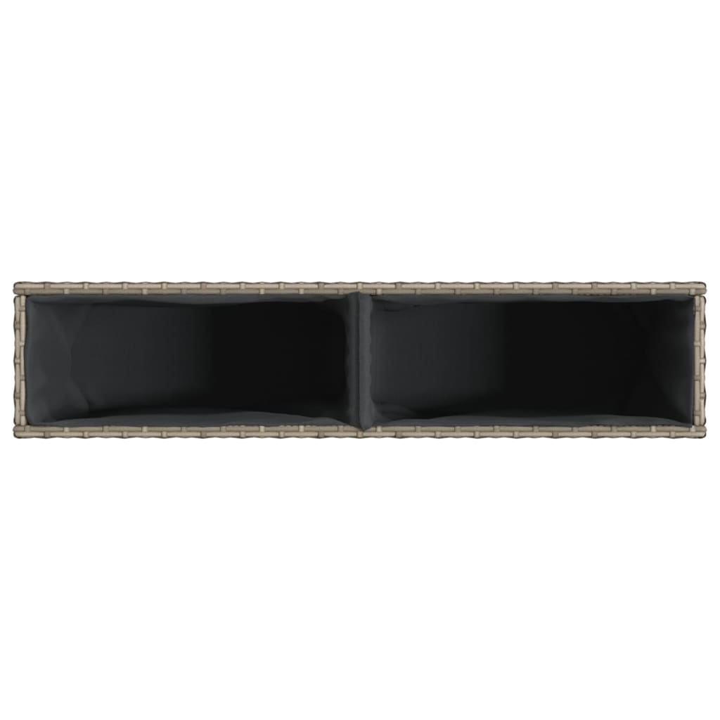 Plantenbakken met 2 potten 2 st 90x20x40 cm poly rattan grijs