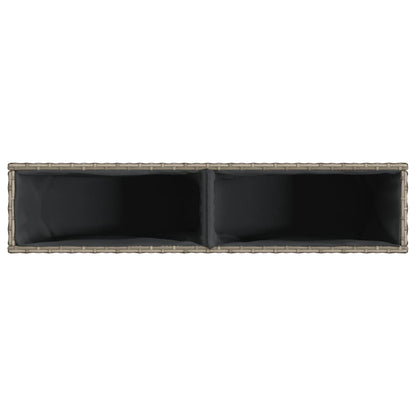 Plantenbakken met 2 potten 2 st 90x20x40 cm poly rattan grijs