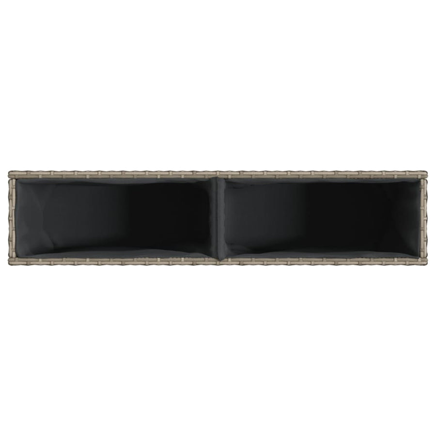 Plantenbakken met 2 potten 2 st 90x20x40 cm poly rattan grijs