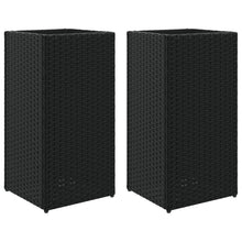 Plantenbakken 2 st 30x30x60 cm poly rattan zwart