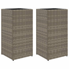 Plantenbakken 2 st 30x30x60 cm poly rattan grijs