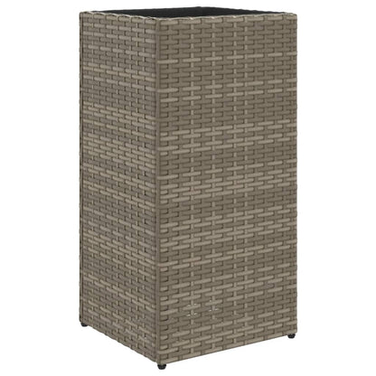 Plantenbakken 2 st 30x30x60 cm poly rattan grijs