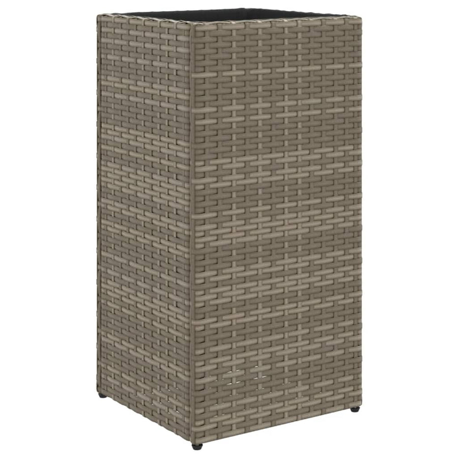 Plantenbakken 2 st 30x30x60 cm poly rattan grijs