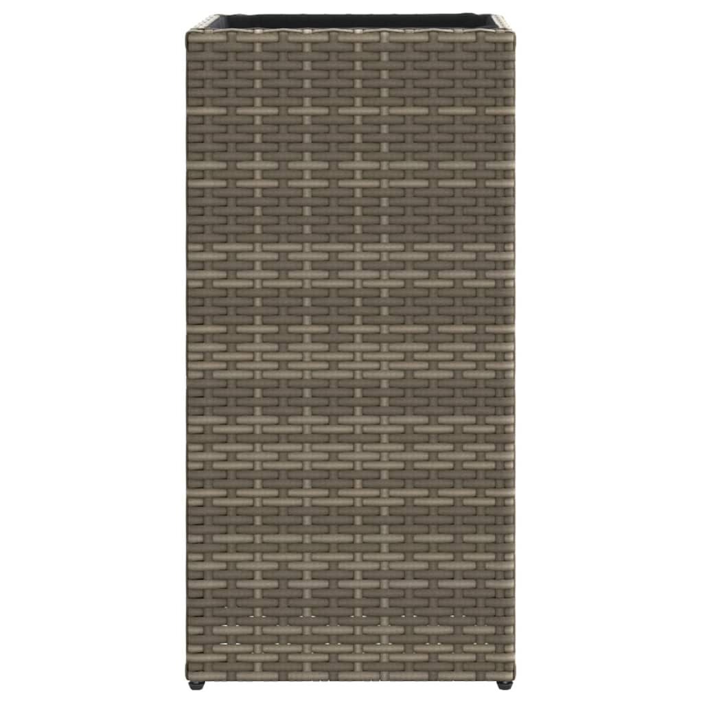 Plantenbakken 2 st 30x30x60 cm poly rattan grijs