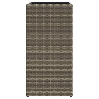 Plantenbakken 2 st 30x30x60 cm poly rattan grijs