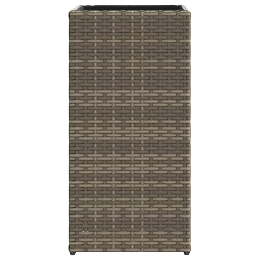 Plantenbakken 2 st 30x30x60 cm poly rattan grijs