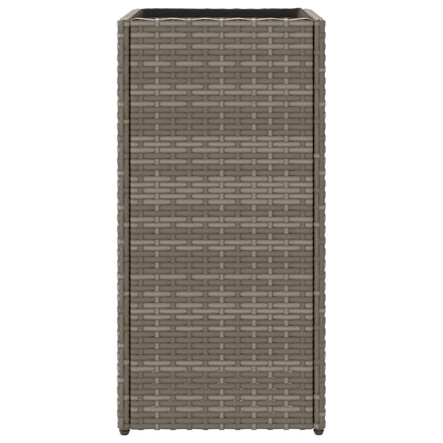 Plantenbakken 2 st 30x30x60 cm poly rattan grijs