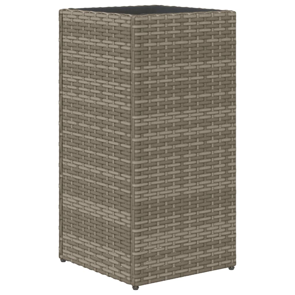 Plantenbakken 2 st 30x30x60 cm poly rattan grijs
