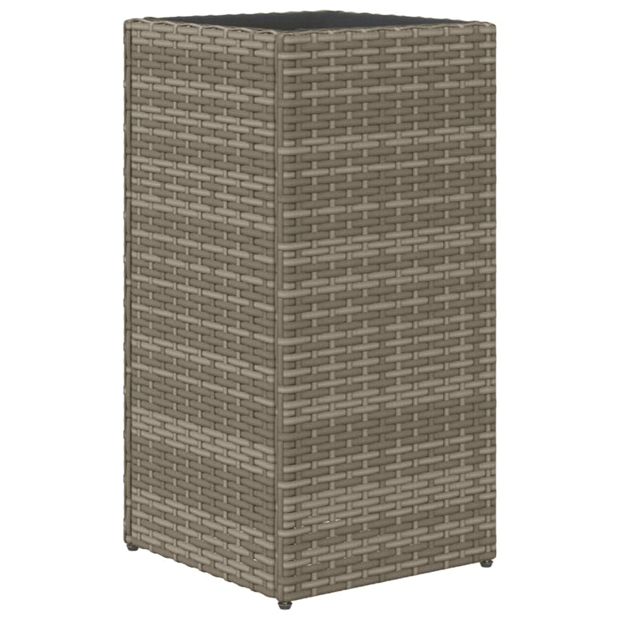 Plantenbakken 2 st 30x30x60 cm poly rattan grijs