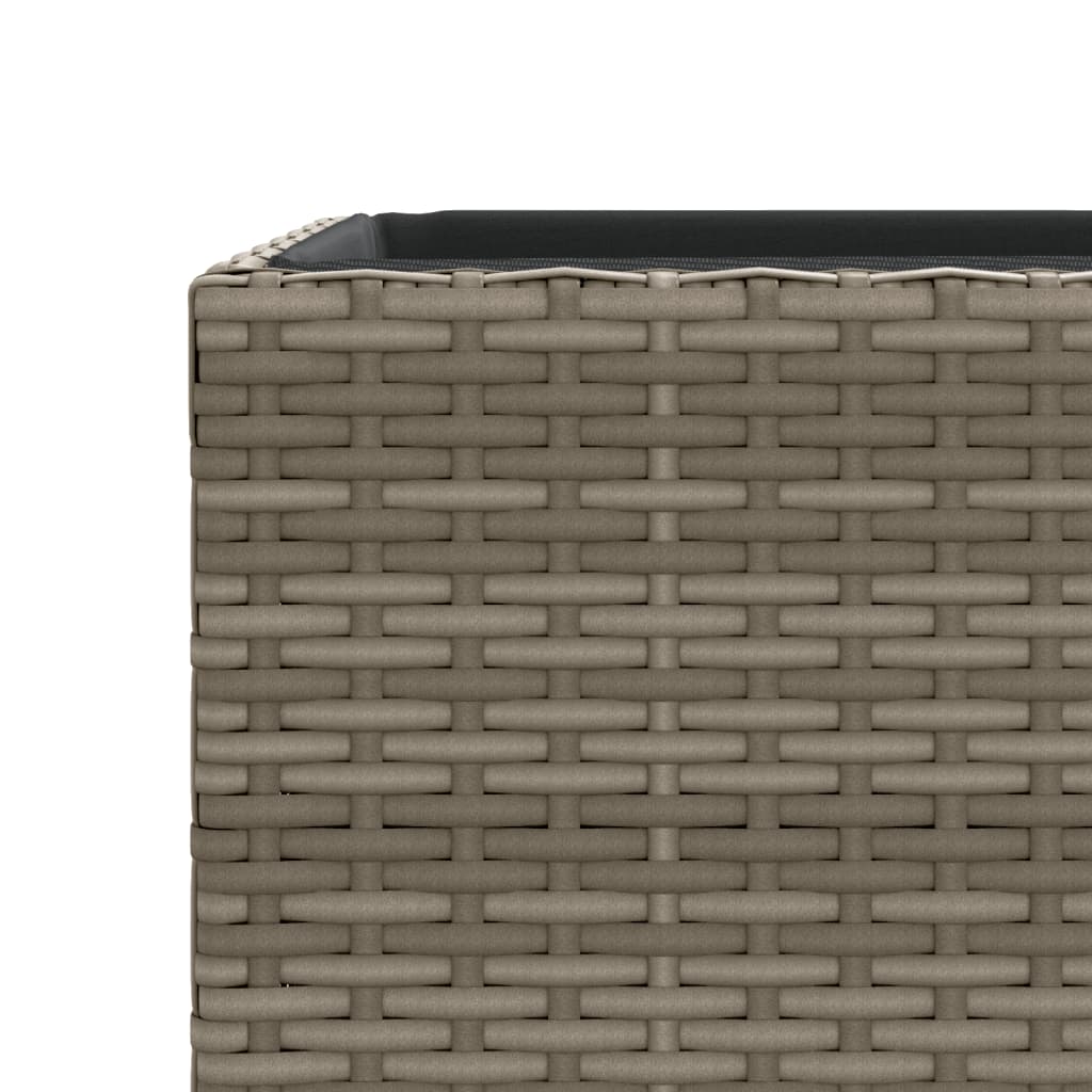Plantenbakken 2 st 30x30x60 cm poly rattan grijs