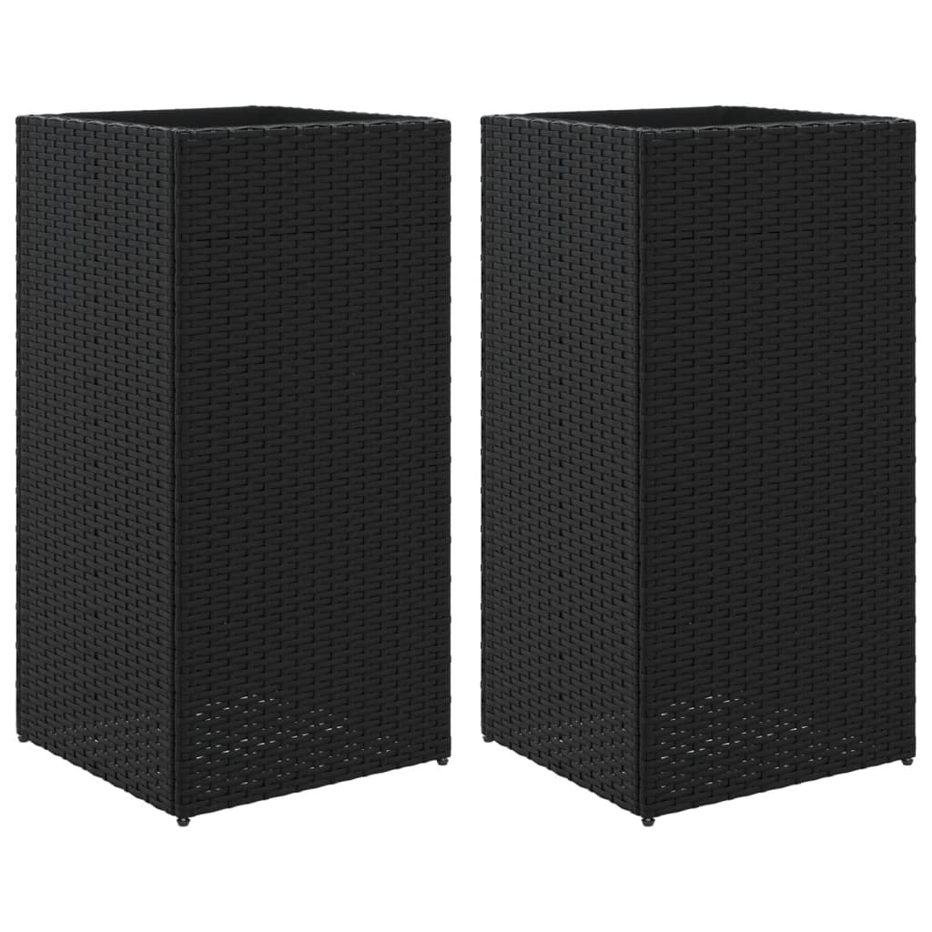 Plantenbakken 2 st 40x40x80 cm poly rattan zwart
