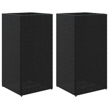 Plantenbakken 2 st 40x40x80 cm poly rattan zwart