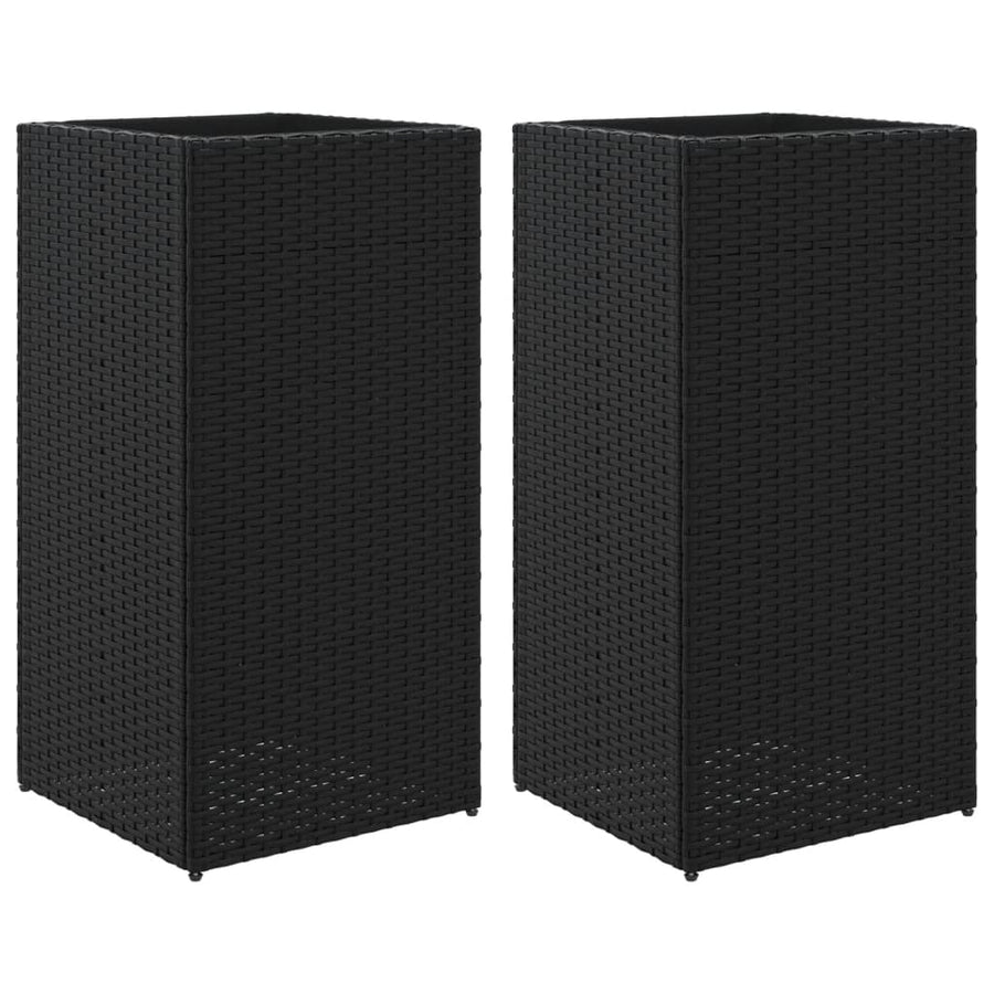 Plantenbakken 2 st 40x40x80 cm poly rattan zwart
