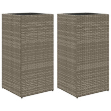 Plantenbakken 2 st 40x40x80 cm poly rattan grijs