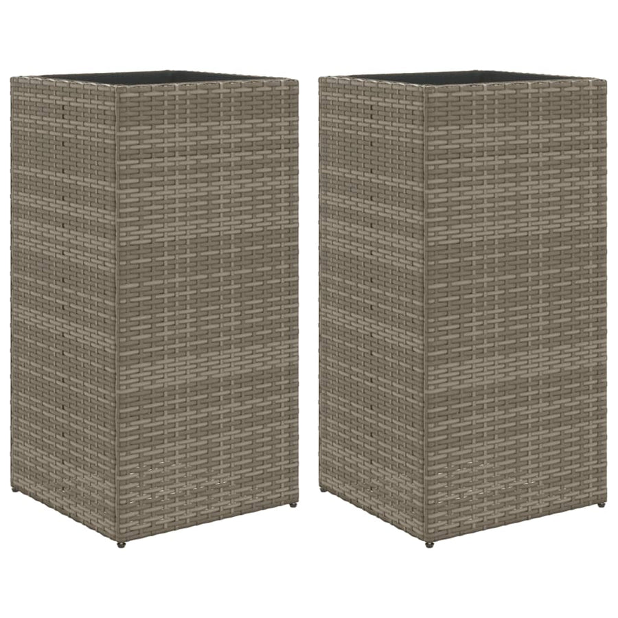 Plantenbakken 2 st 40x40x80 cm poly rattan grijs