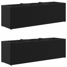 Plantenbakken met 3 potten 2 st 105x30x32 cm poly rattan zwart