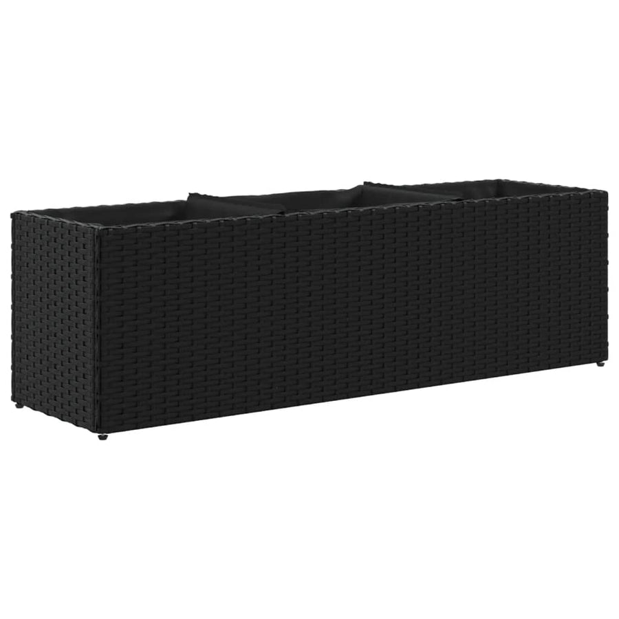 Plantenbakken met 3 potten 2 st 105x30x32 cm poly rattan zwart