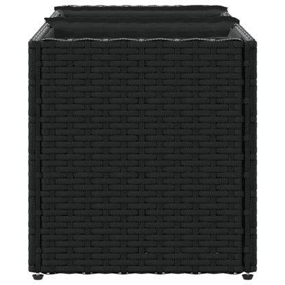 Plantenbakken met 3 potten 2 st 105x30x32 cm poly rattan zwart