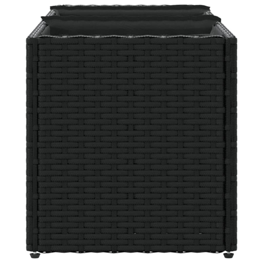 Plantenbakken met 3 potten 2 st 105x30x32 cm poly rattan zwart