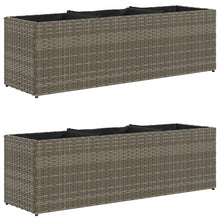 Plantenbakken met 3 potten 2 st 105x30x32 cm poly rattan grijs