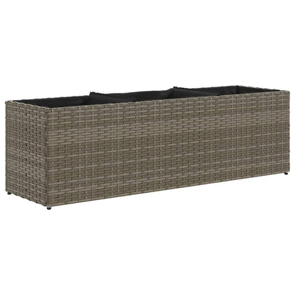 Plantenbakken met 3 potten 2 st 105x30x32 cm poly rattan grijs