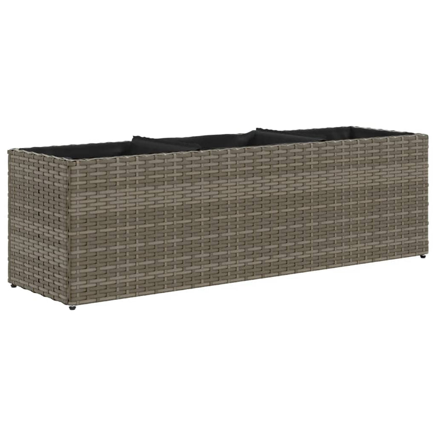 Plantenbakken met 3 potten 2 st 105x30x32 cm poly rattan grijs