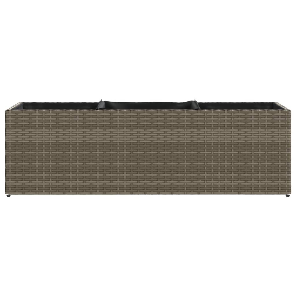 Plantenbakken met 3 potten 2 st 105x30x32 cm poly rattan grijs