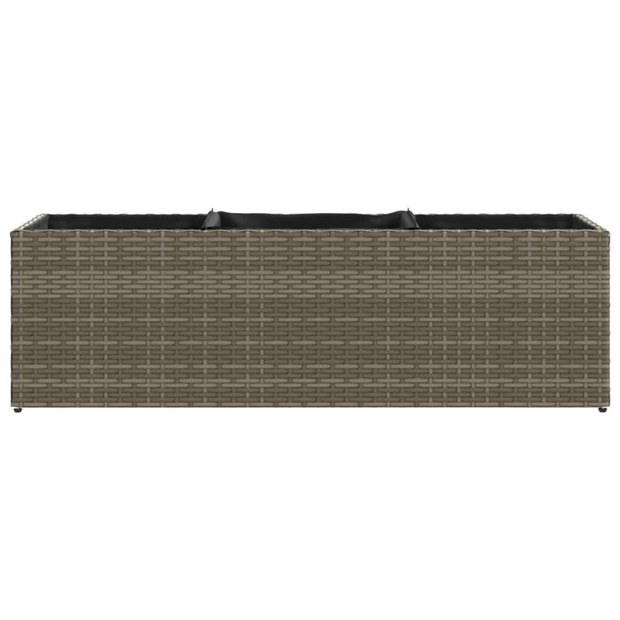 Plantenbakken met 3 potten 2 st 105x30x32 cm poly rattan grijs