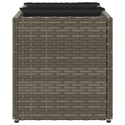 Plantenbakken met 3 potten 2 st 105x30x32 cm poly rattan grijs