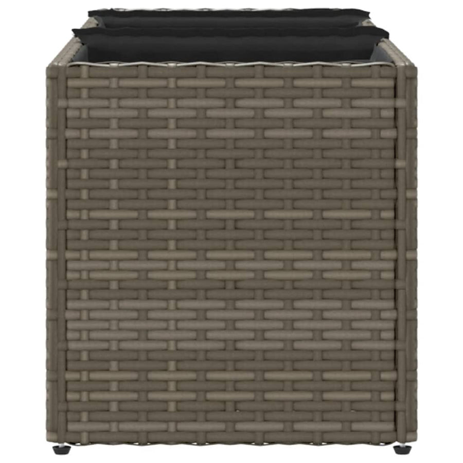 Plantenbakken met 3 potten 2 st 105x30x32 cm poly rattan grijs