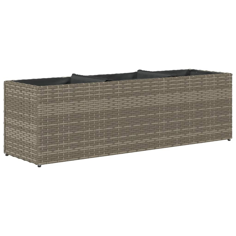 Plantenbakken met 3 potten 2 st 105x30x32 cm poly rattan grijs